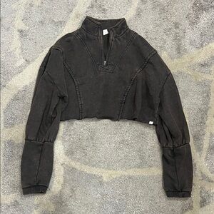 Brown Urban Outfitters Cropped Pullover with Zipper